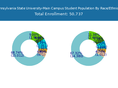 Pennsylvania State University-Main Campus 2025 Student Population by Gender and Race chart