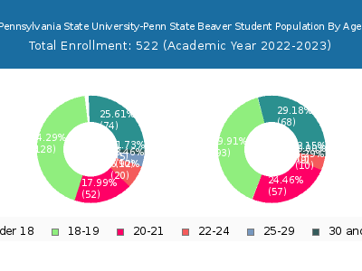 Pennsylvania State University-Penn State Beaver 2023 Student Population Age Diversity Pie chart