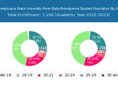 Pennsylvania State University-Penn State Brandywine 2023 Student Population Age Diversity Pie chart