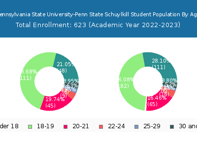 Pennsylvania State University-Penn State Schuylkill 2023 Student Population Age Diversity Pie chart