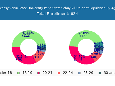 Pennsylvania State University-Penn State Schuylkill 2024 Student Population Age Diversity Pie chart