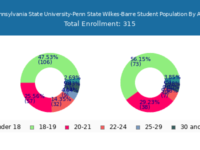 Pennsylvania State University-Penn State Wilkes-Barre 2024 Student Population Age Diversity Pie chart