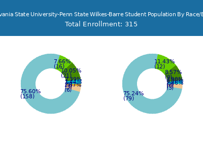 Pennsylvania State University-Penn State Wilkes-Barre 2025 Student Population by Gender and Race chart
