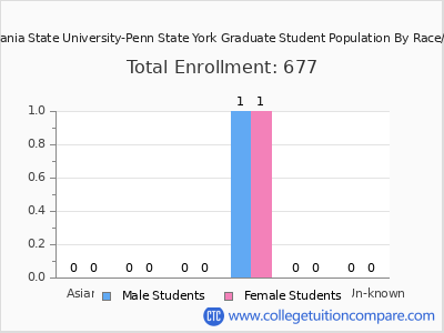 Pennsylvania State University-Penn State York 2025 Graduate Enrollment by Gender and Race chart