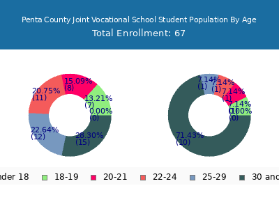 Penta County Joint Vocational School 2024 Student Population Age Diversity Pie chart