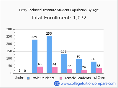 Perry Technical Institute 2024 Student Population by Age chart