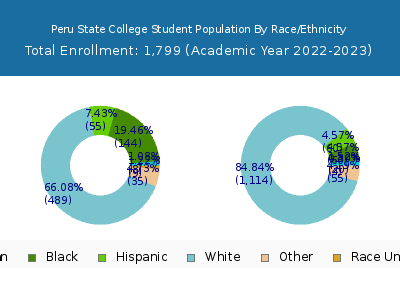 Peru State College 2023 Student Population by Gender and Race chart