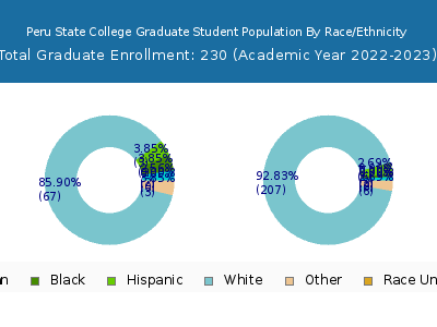 Peru State College 2023 Graduate Enrollment by Gender and Race chart
