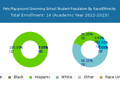 Pets Playground Grooming School 2023 Student Population by Gender and Race chart