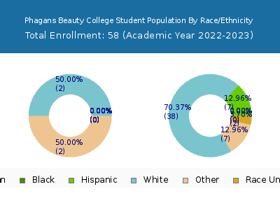 Phagans Beauty College 2023 Student Population by Gender and Race chart
