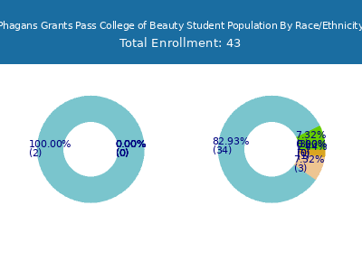 Phagans Grants Pass College of Beauty 2025 Student Population by Gender and Race chart