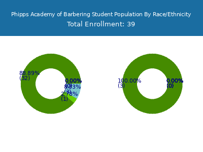 Phipps Academy of Barbering 2025 Student Population by Gender and Race chart