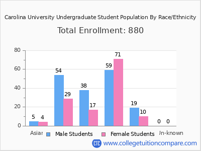 Carolina University 2025 Undergraduate Enrollment by Gender and Race chart