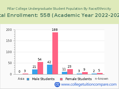 Pillar College 2023 Undergraduate Enrollment by Gender and Race chart