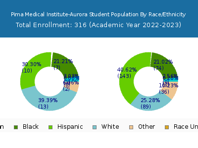 Pima Medical Institute-Aurora 2023 Student Population by Gender and Race chart