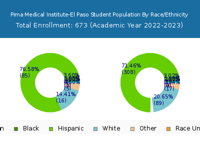 Pima Medical Institute-El Paso 2023 Student Population by Gender and Race chart