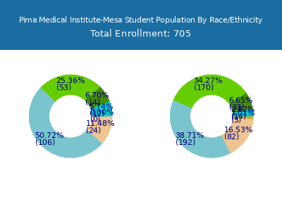 Pima Medical Institute-Mesa 2025 Student Population by Gender and Race chart