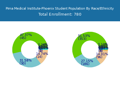 Pima Medical Institute-Phoenix 2025 Student Population by Gender and Race chart