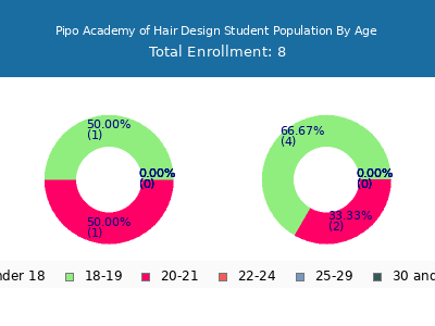 Pipo Academy of Hair Design 2025 Student Population Age Diversity Pie chart