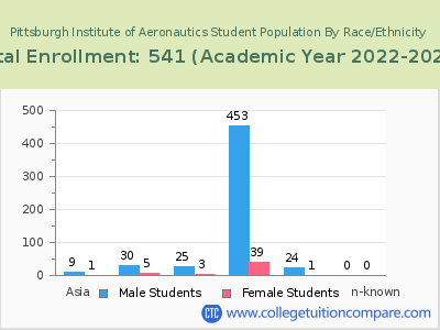 Pittsburgh Institute of Aeronautics 2023 Student Population by Gender and Race chart