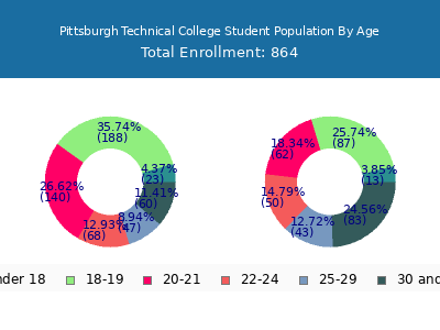 Pittsburgh Technical College 2024 Student Population Age Diversity Pie chart