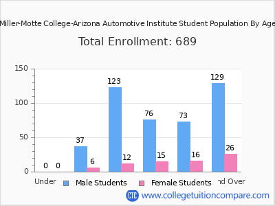 Miller-Motte College-Arizona Automotive Institute 2024 Student Population by Age chart