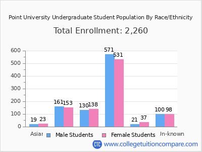 Point University 2025 Undergraduate Enrollment by Gender and Race chart