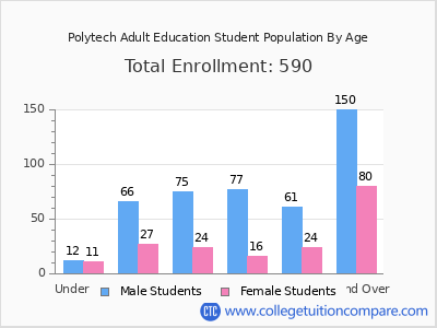 Polytech Adult Education 2024 Student Population by Age chart