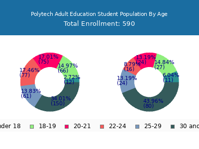 Polytech Adult Education 2024 Student Population Age Diversity Pie chart