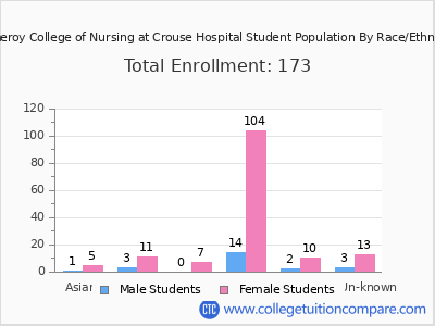 Pomeroy College of Nursing at Crouse Hospital 2025 Student Population by Gender and Race chart