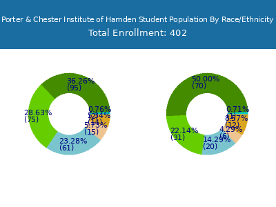 Porter & Chester Institute of Hamden 2025 Student Population by Gender and Race chart