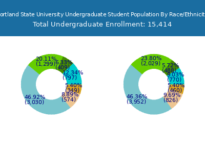Portland State University 2025 Undergraduate Enrollment by Gender and Race chart