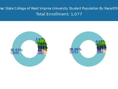 Potomac State College of West Virginia University 2025 Student Population by Gender and Race chart