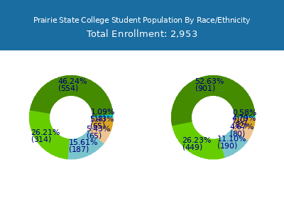 Prairie State College 2025 Student Population by Gender and Race chart