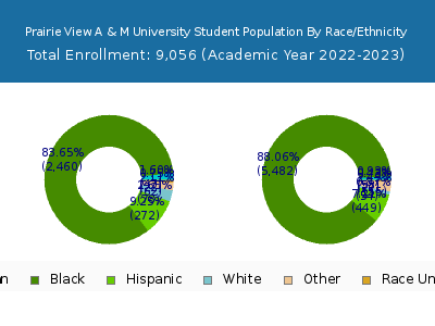 Prairie View A & M University 2023 Student Population by Gender and Race chart