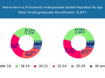 Prairie View A & M University 2025 Undergraduate Enrollment Age Diversity Pie chart