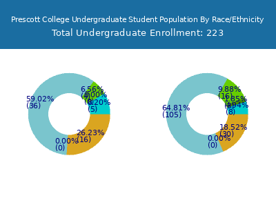 Prescott College 2025 Undergraduate Enrollment by Gender and Race chart