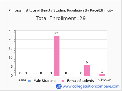 Princess Institute of Beauty 2025 Student Population by Gender and Race chart