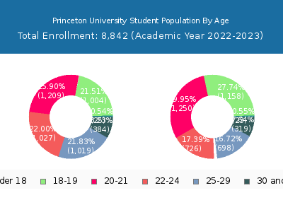 Princeton University 2023 Student Population Age Diversity Pie chart