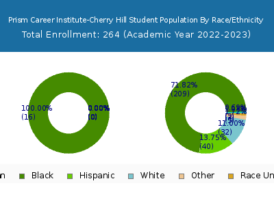 Prism Career Institute-Cherry Hill 2023 Student Population by Gender and Race chart