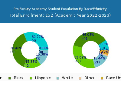 Pro Beauty Academy 2023 Student Population by Gender and Race chart