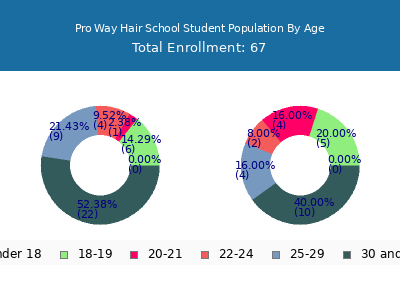 Pro Way Hair School 2025 Student Population Age Diversity Pie chart