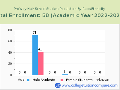 Pro Way Hair School 2023 Student Population by Gender and Race chart