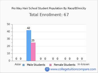 Pro Way Hair School 2025 Student Population by Gender and Race chart