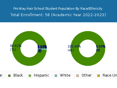 Pro Way Hair School 2023 Student Population by Gender and Race chart