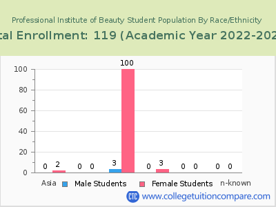 Professional Institute of Beauty 2023 Student Population by Gender and Race chart