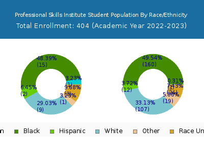 Professional Skills Institute 2023 Student Population by Gender and Race chart