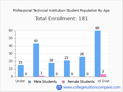 Professional Technical Institution 2024 Student Population by Age chart