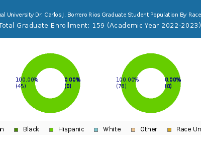 Professional University Dr. Carlos J. Borrero Rios 2023 Graduate Enrollment by Gender and Race chart