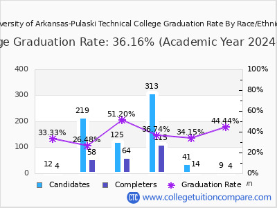 University of Arkansas-Pulaski Technical College graduation rate by race